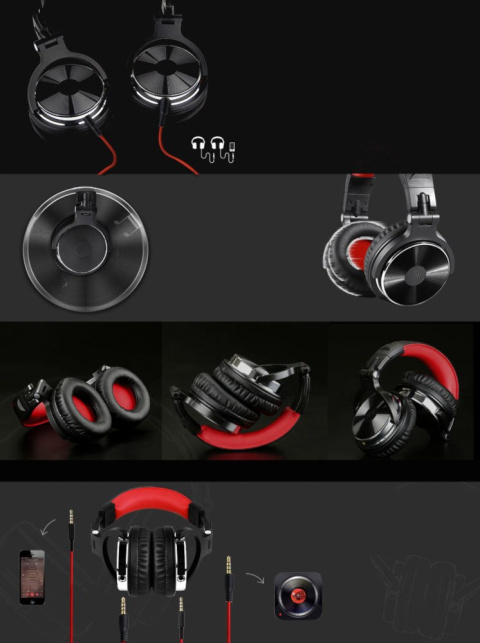 DJ SŁUCHAWKI WOKÓŁUSZNE ONEODIO PRO-10 AUDIO RED