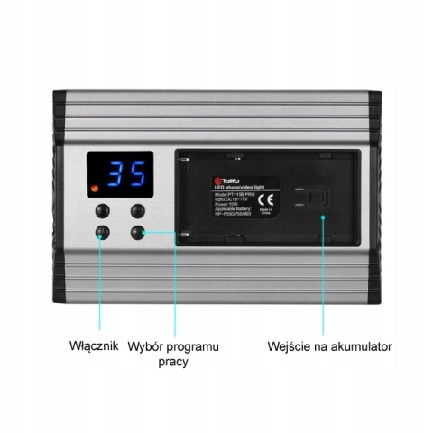 Lampa Diodowa LED 15W - slim - regulacja temperatury Barwowej + Uchwyt do Ręki