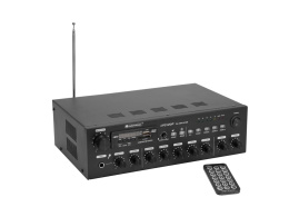 OMNITRONIC CPZ-120P - 4-strefowy monofoniczny wzmacniacz miksujący PA, odtwarzacz MP3, Bluetooth, przełączanie stref, 120 W