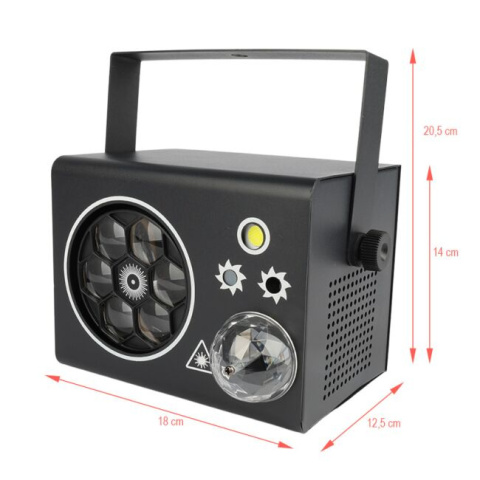 PARTY BOX V2 efekt disco LED ball laser stroboskop gobo