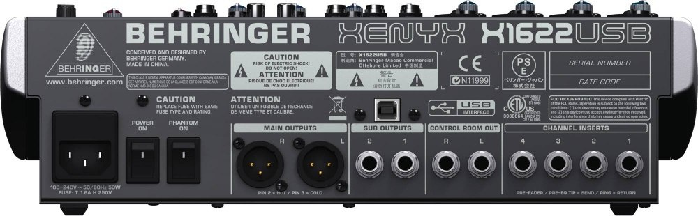 Behringer XENYX QX1622USB - mikser audio z procesorem efektów KLARK TEKNIK i USB Behringer XENYX QX1622USB - mikser audio z procesorem efektów KLARK TEKNIK i USB
